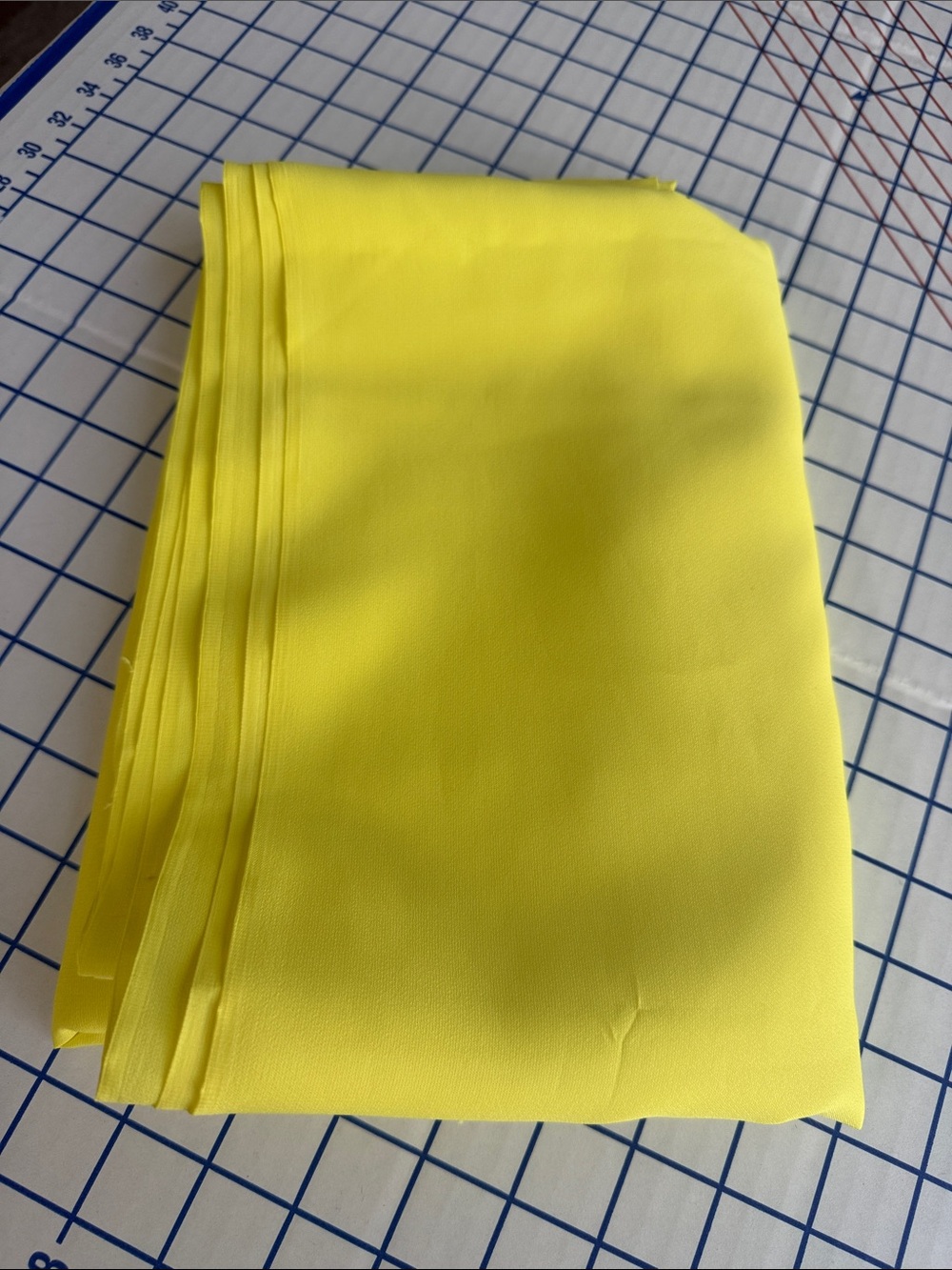 Vintage Lemon Yellow Formal Dress Fabric 4 Yards x 42 Polyester Crepe Evening